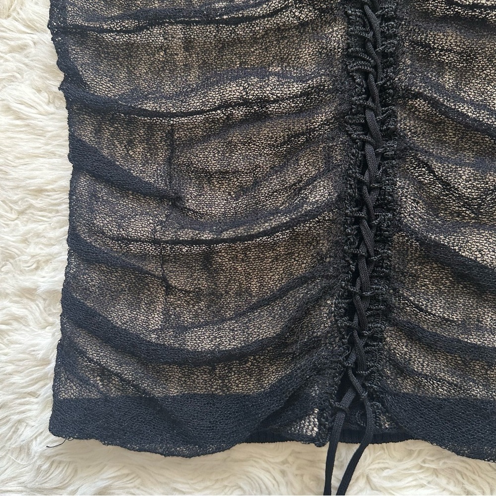 Bruno Manetti Top Sleeveless Tank Ruched Lace Up Front Black IT 44 Sz M - Picture 6 of 12